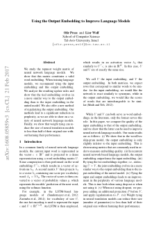 First page of Using the Output Embedding to Improve Language Models
